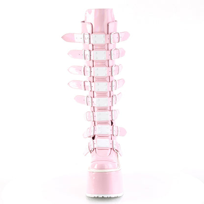 SWING-815 5 1/2" PF Knee High Boot w/ 8 Buckle Straps, Back Metal Zip