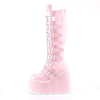 SWING-815 5 1/2" PF Knee High Boot w/ 8 Buckle Straps, Back Metal Zip