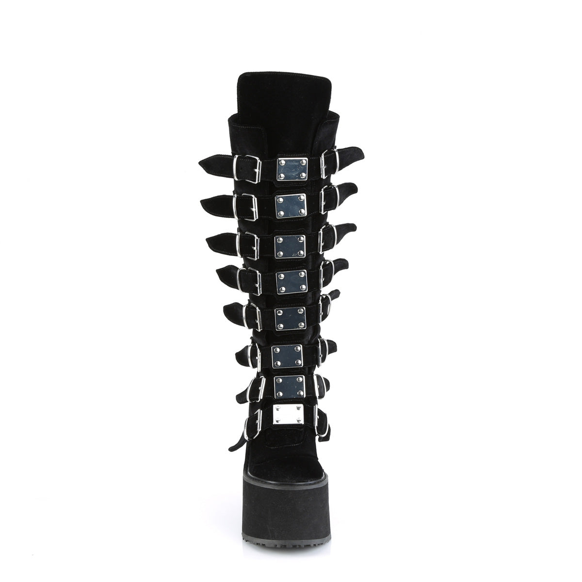 SWING-815 **5 1/2" PF Knee High Boot w/8 Buckle Straps,Back Metal Zip