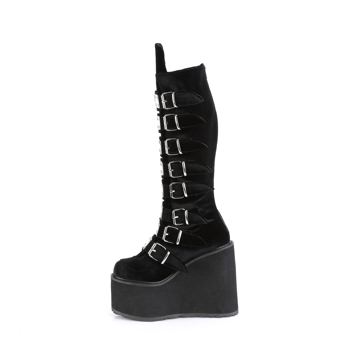 SWING-815 **5 1/2" PF Knee High Boot w/8 Buckle Straps,Back Metal Zip