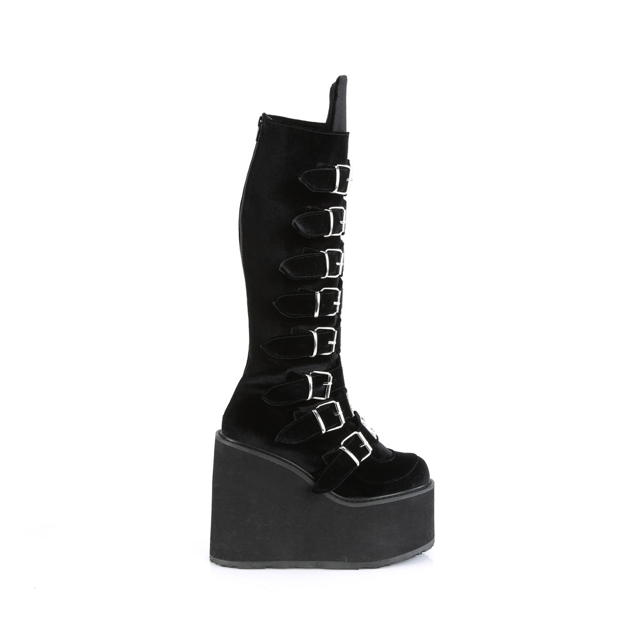 SWING-815 **5 1/2" PF Knee High Boot w/8 Buckle Straps,Back Metal Zip