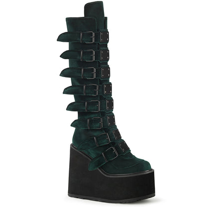 SWING-815 **5 1/2" PF Knee High Boot w/8 Buckle Straps,Back Metal Zip