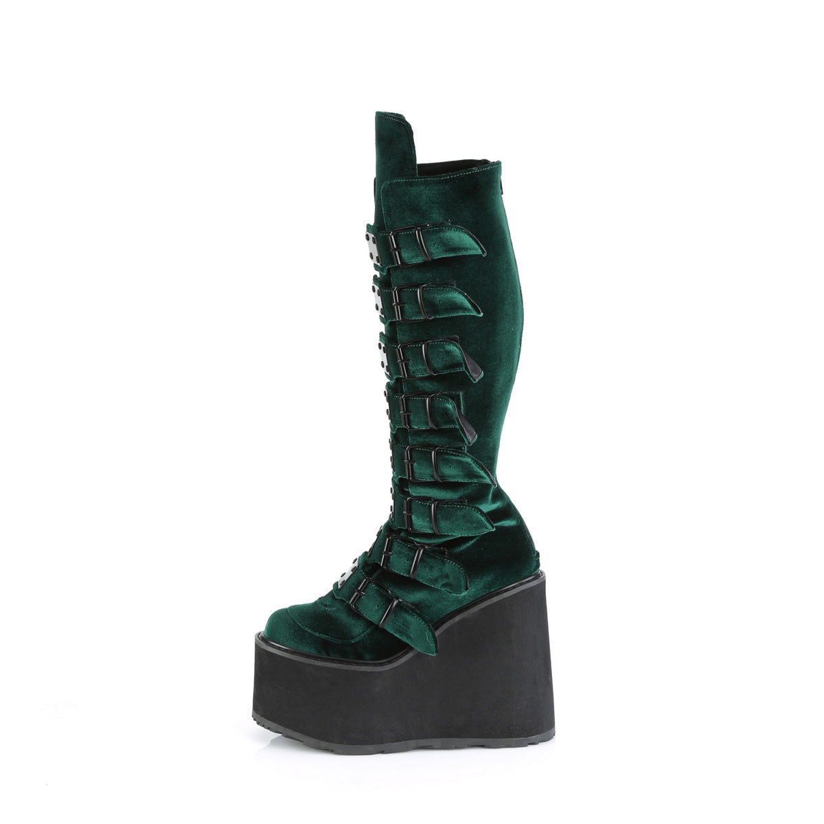 SWING-815 **5 1/2" PF Knee High Boot w/8 Buckle Straps,Back Metal Zip
