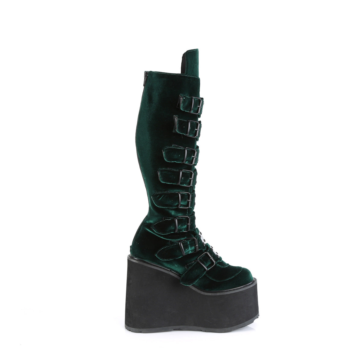 SWING-815 **5 1/2" PF Knee High Boot w/8 Buckle Straps,Back Metal Zip