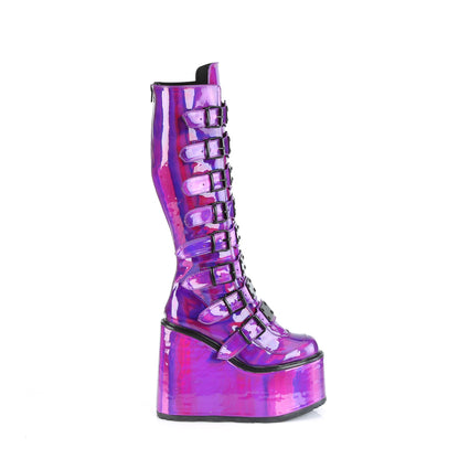 SWING-815 **5 1/2" PF Knee High Boot w/8 Buckle Straps,Back Metal Zip