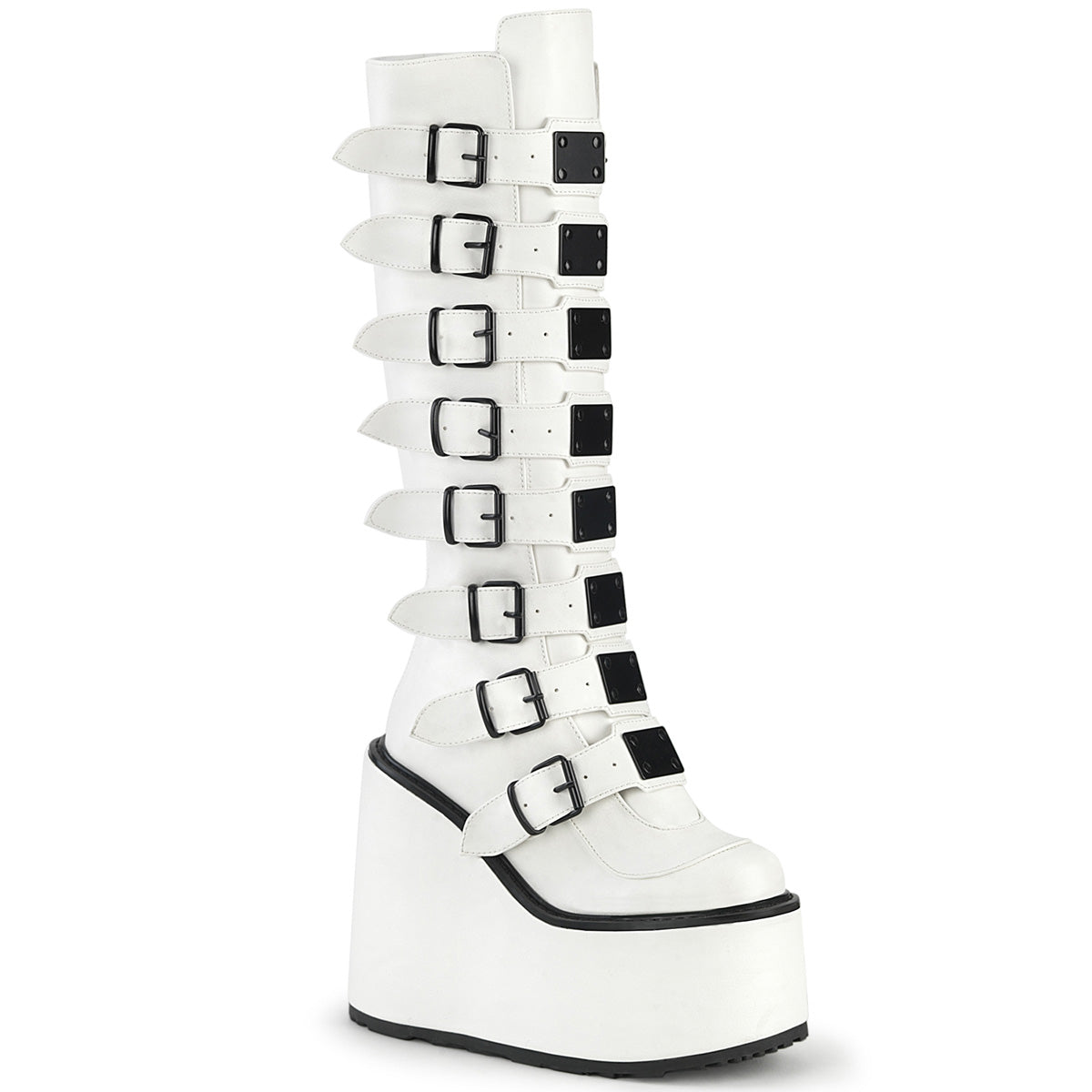 SWING-815 *5 1/2" PF Knee High Boot w/8 Buckle Straps,Back Metal Zip