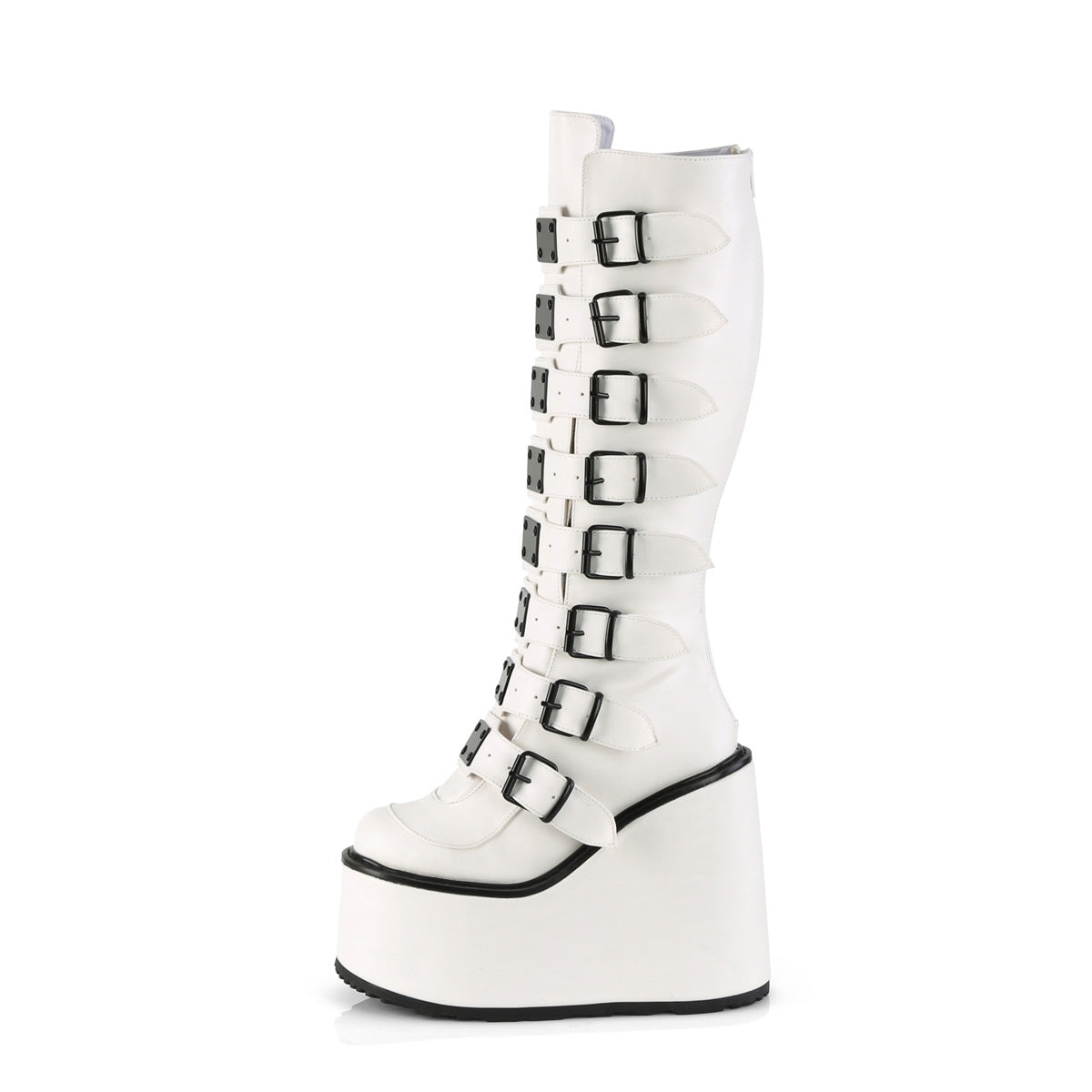 SWING-815 *5 1/2" PF Knee High Boot w/8 Buckle Straps,Back Metal Zip