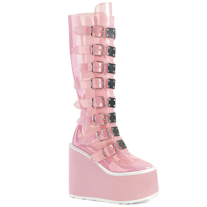 SWING-815C **5 1/2" PF Knee High Boot w/8 Buckle Straps,Back Metal Zip