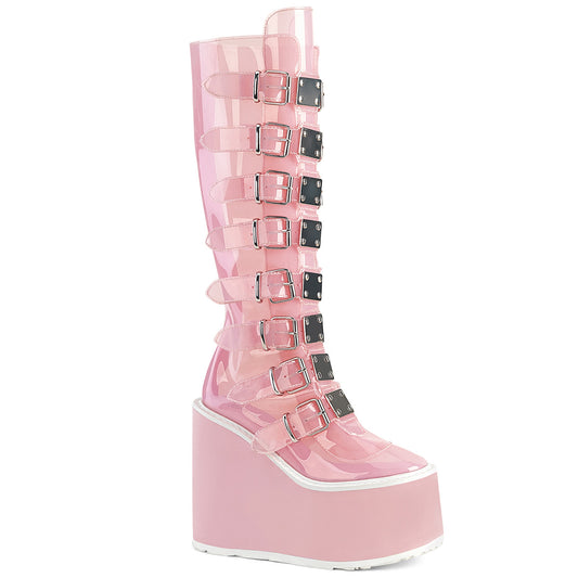 SWING-815C **5 1/2" PF Knee High Boot w/8 Buckle Straps,Back Metal Zip