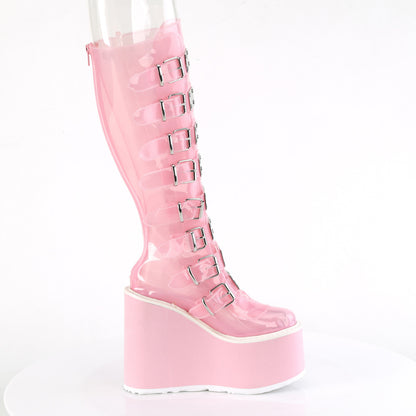 SWING-815C **5 1/2" PF Knee High Boot w/8 Buckle Straps,Back Metal Zip