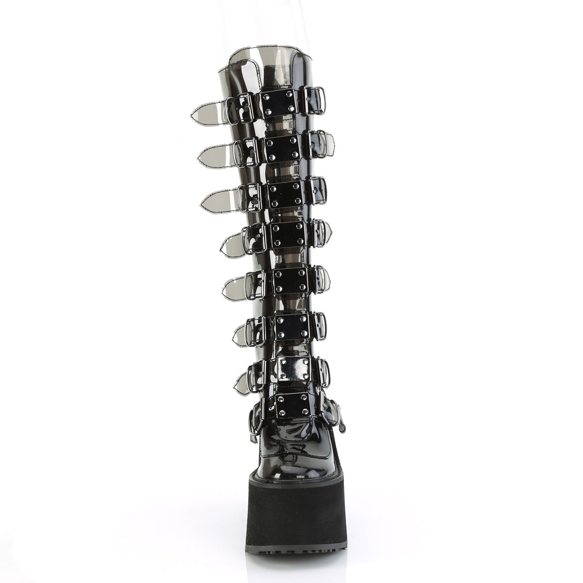 SWING-815C **5 1/2" PF Knee High Boot w/8 Buckle Straps,Back Metal Zip