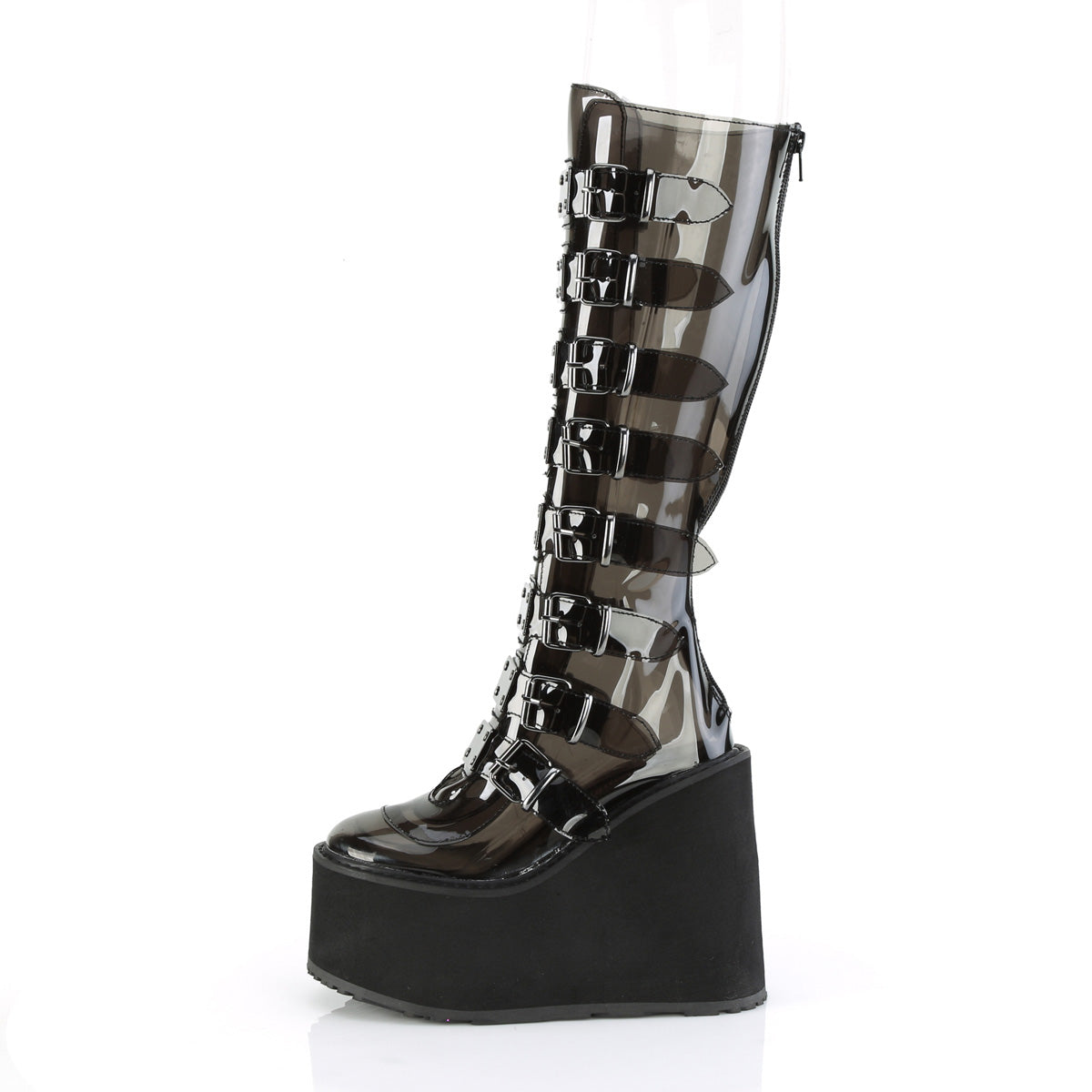 SWING-815C **5 1/2" PF Knee High Boot w/8 Buckle Straps,Back Metal Zip