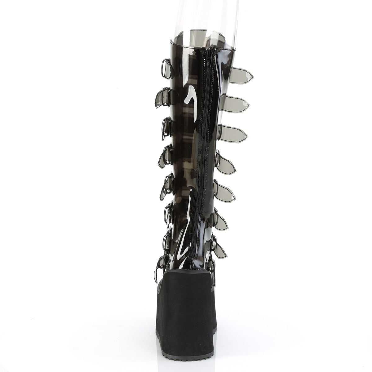 SWING-815C **5 1/2" PF Knee High Boot w/8 Buckle Straps,Back Metal Zip