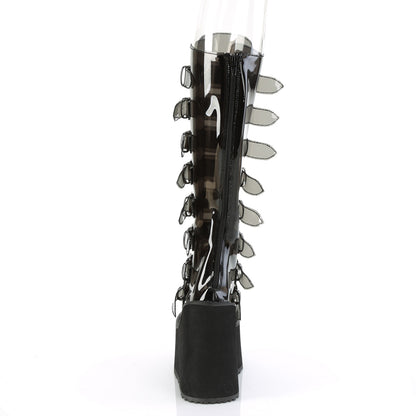 SWING-815C **5 1/2" PF Knee High Boot w/8 Buckle Straps,Back Metal Zip