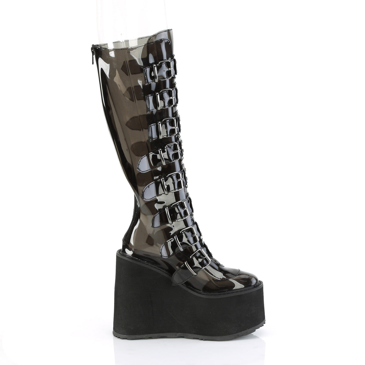 SWING-815C **5 1/2" PF Knee High Boot w/8 Buckle Straps,Back Metal Zip