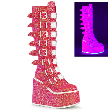 SWING-815UV **5 1/2" PF Knee High Boot w/ 8 Buckle Straps,Back Metal Zip