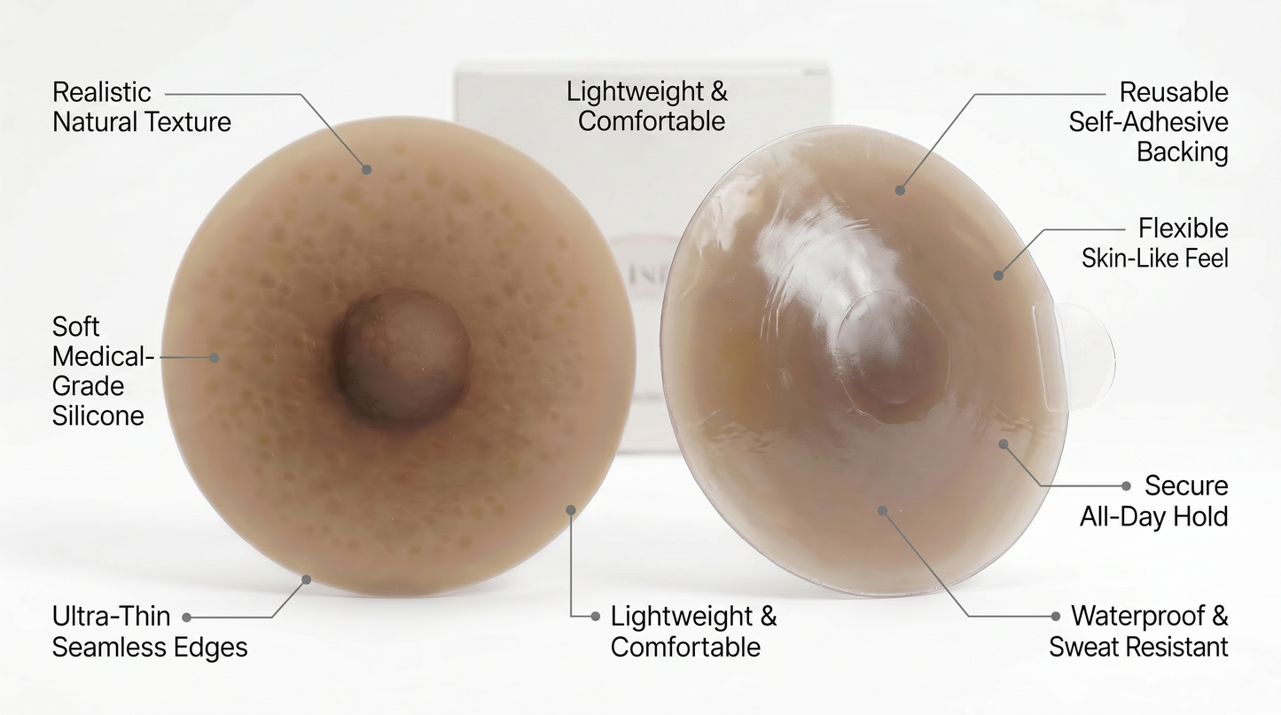 Amolux Self-Adhesive Silicone Nipples | Attachable Realistic Nipples for Breast Forms & Natural Look