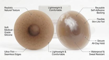 Amolux Self-Adhesive Silicone Nipples | Attachable Realistic Nipples for Breast Forms & Natural Look