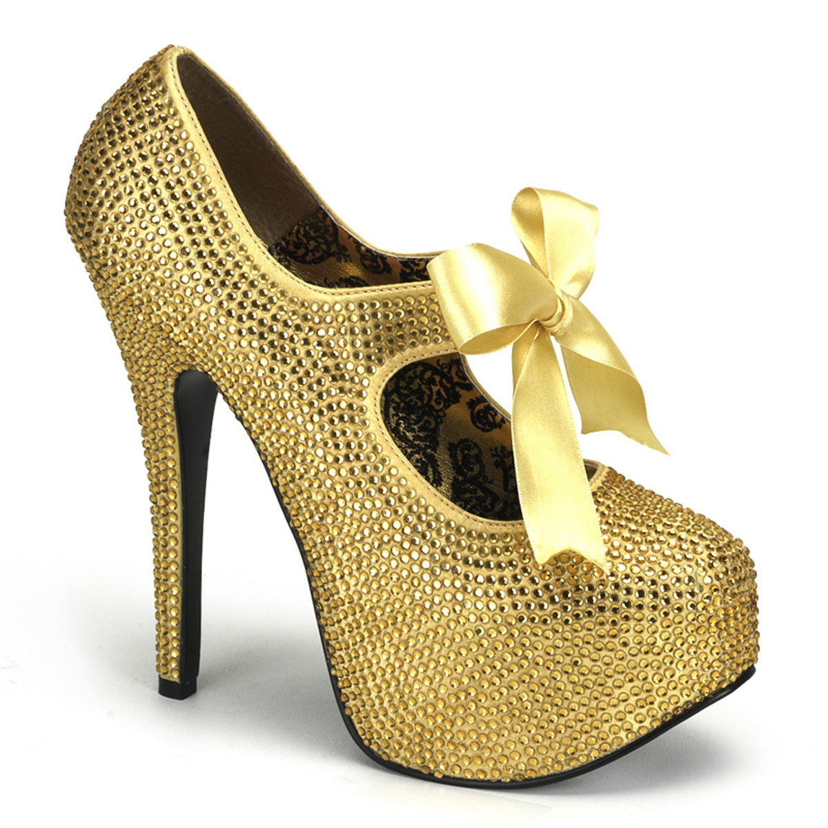 TEEZE-04R *5 3/4" Heel Rhinestone Platform W/Ribbon Bow Tie