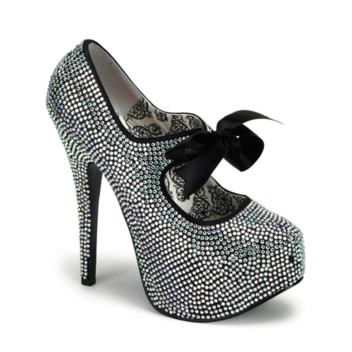 TEEZE-04R *5 3/4" Heel Rhinestone Platform W/Ribbon Bow Tie