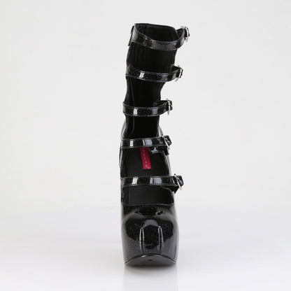 TEEZE-23 5 3/4" Heel, 5 Buckle Strapped Concealed Platform Bootie