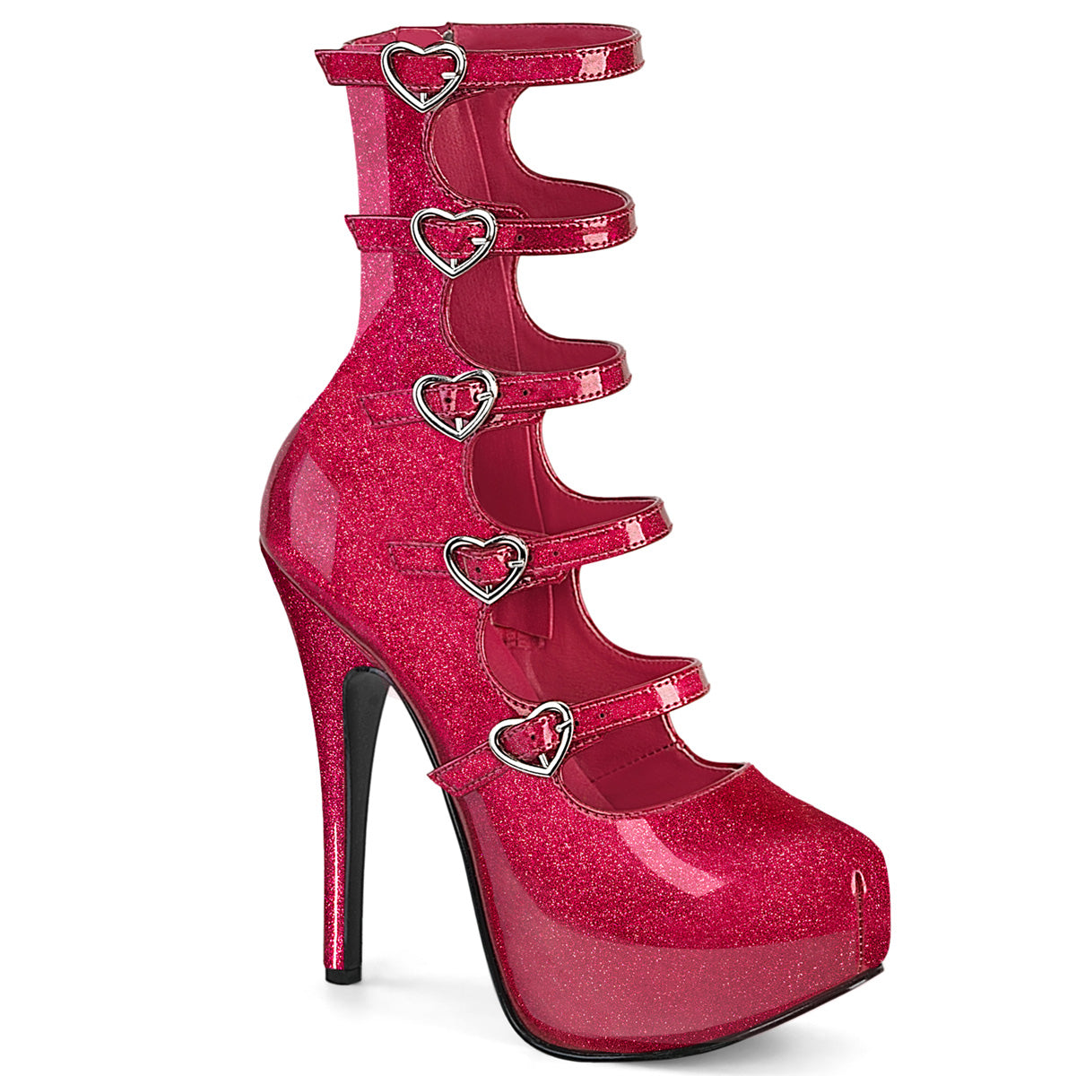 TEEZE-23 5 3/4" Heel, 5 Buckle Strapped Concealed Platform Bootie