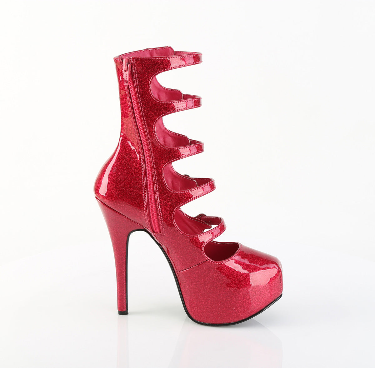 TEEZE-23 5 3/4" Heel, 5 Buckle Strapped Concealed Platform Bootie