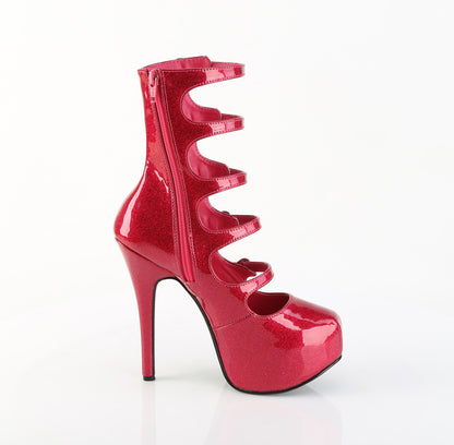 TEEZE-23 5 3/4" Heel, 5 Buckle Strapped Concealed Platform Bootie
