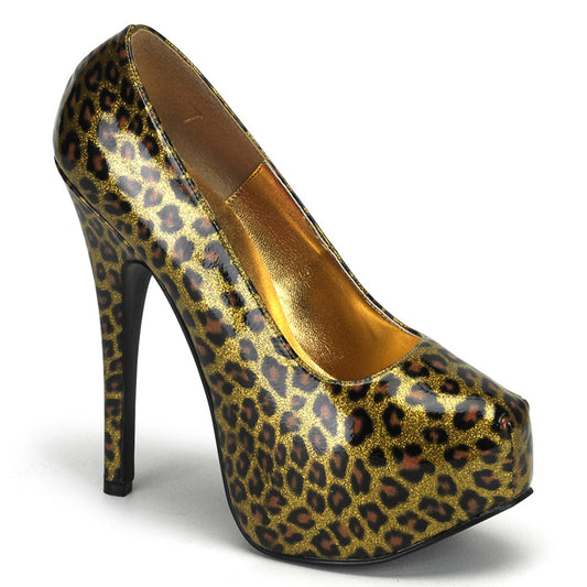 TEEZE-37 *5 3/4" Heel Cheetah Glitter Pat W/Concealed P/F