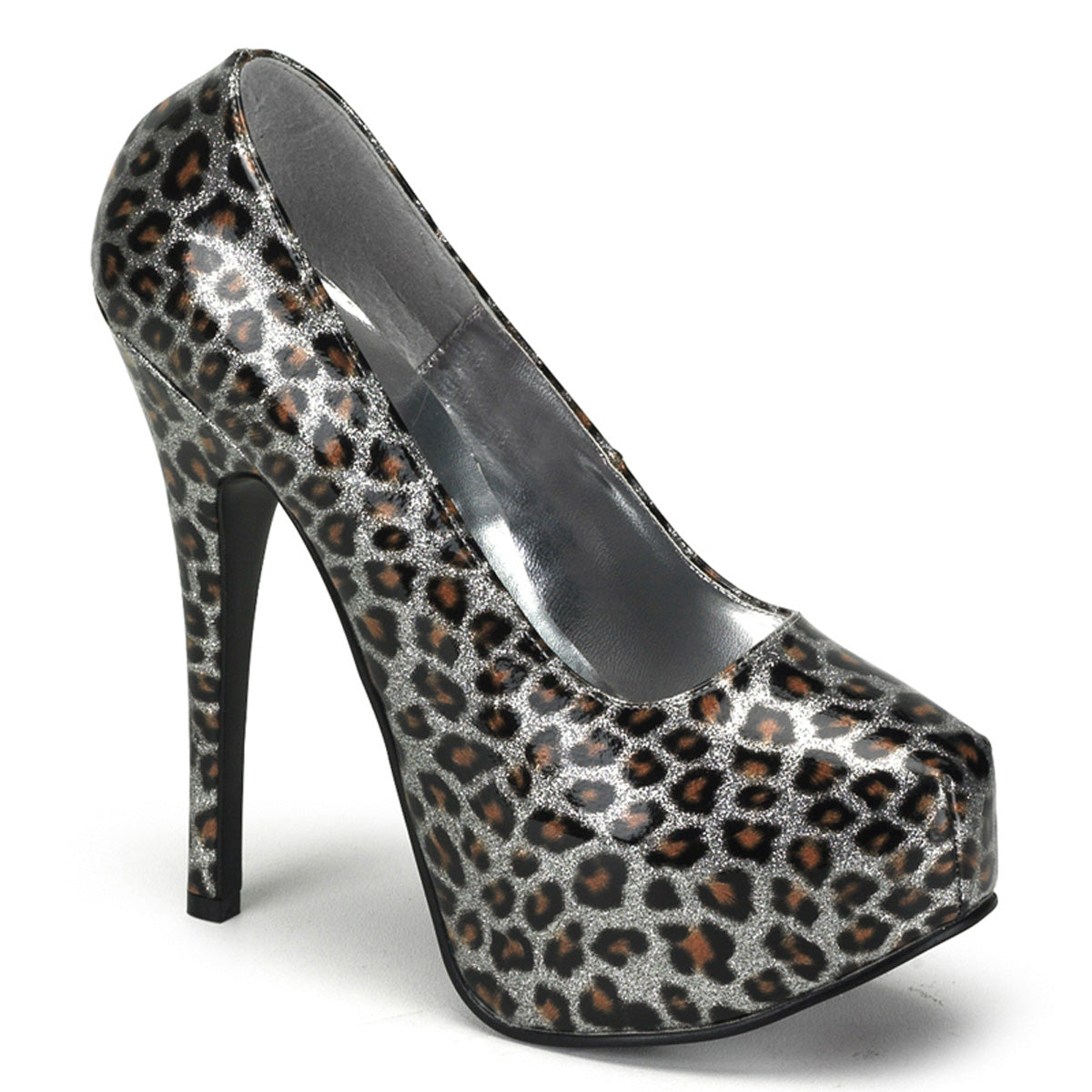 TEEZE-37 *5 3/4" Heel Cheetah Glitter Pat W/Concealed P/F