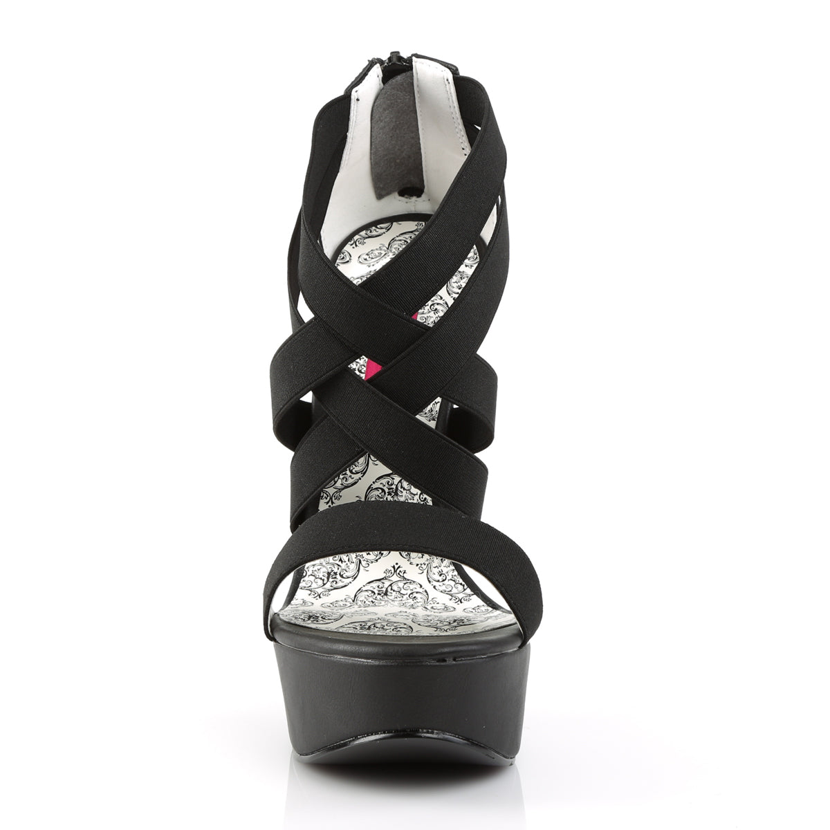 TEEZE-47W 5 3/4" Heel, 1 3/4" PF Cross Close Back Sandal, Back Zip