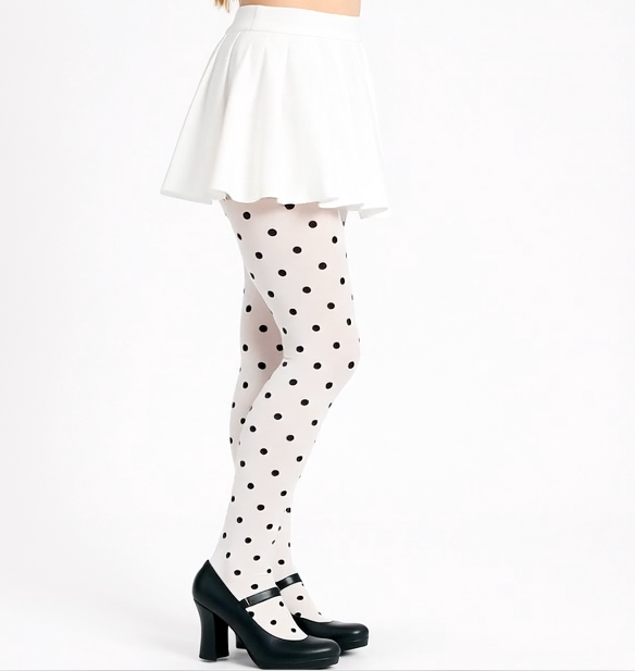 Envy Body Shop Womens Opaque Sheer Polka Dot Pantyhose