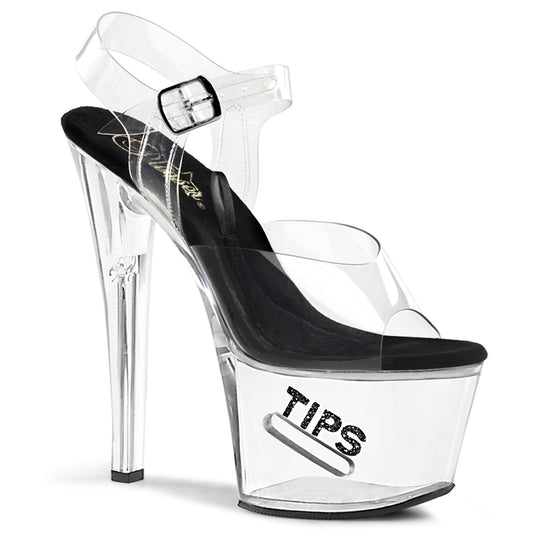 TIPJAR-708-5 7" Heel, 2 3/4" PF Ankle Strap Sandal