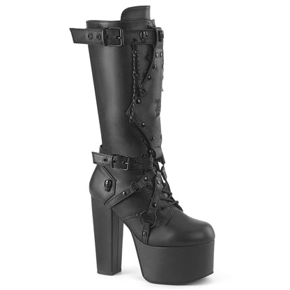 TORMENT-218 5 1/2" Heel, 3" PF Lace Up Knee High Boot, Side Zip
