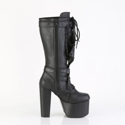 TORMENT-218 5 1/2" Heel, 3" PF Lace Up Knee High Boot, Side Zip