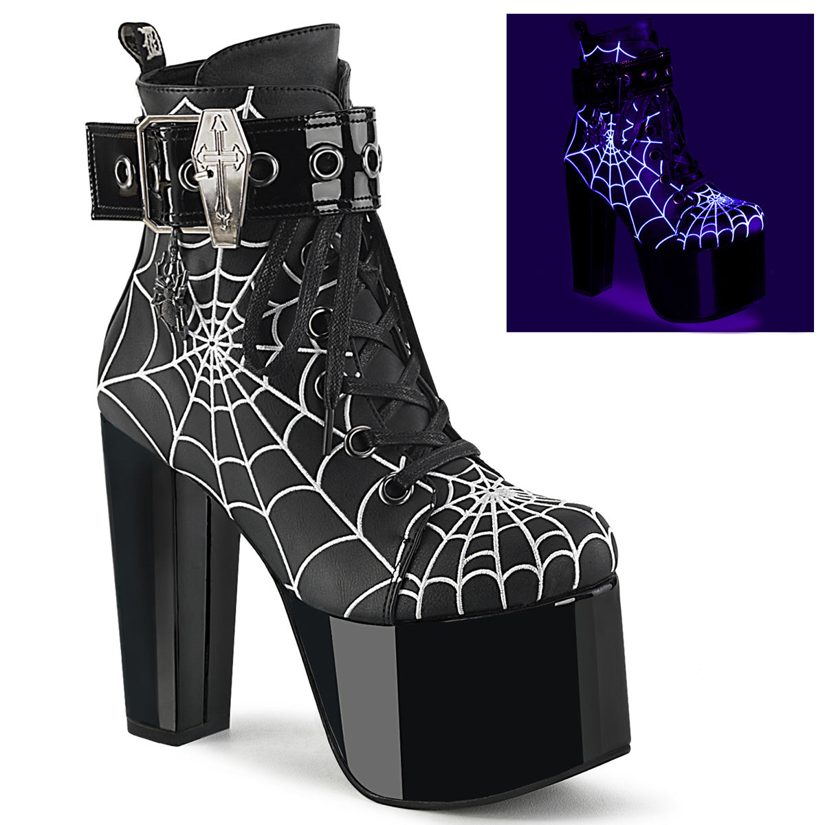 TORMENT-51 *5 1/2" Heel, 3" PF Lace-Up Ankle Boot, Side Zip