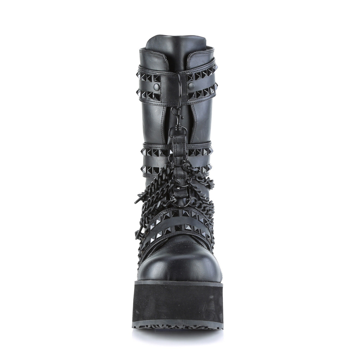 TRASHVILLE-138 *3 1/4" PF 3 Hook and Loop Strap Mid-Calf Boot, Back Zip