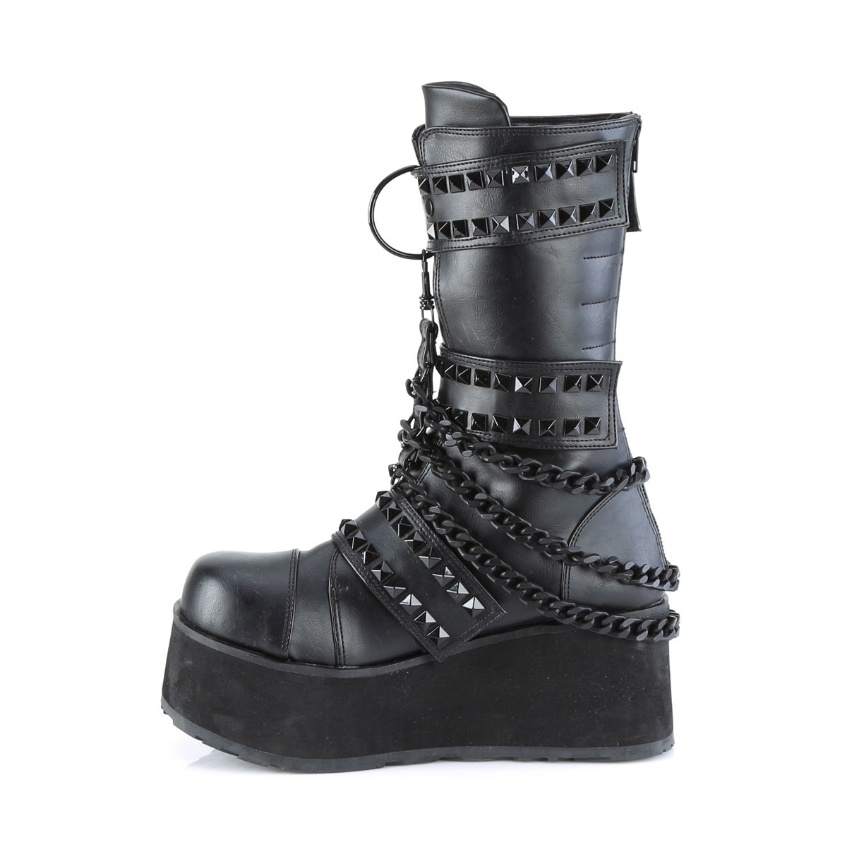 TRASHVILLE-138 *3 1/4" PF 3 Hook and Loop Strap Mid-Calf Boot, Back Zip