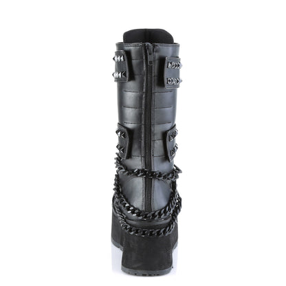 TRASHVILLE-138 *3 1/4" PF 3 Hook and Loop Strap Mid-Calf Boot, Back Zip