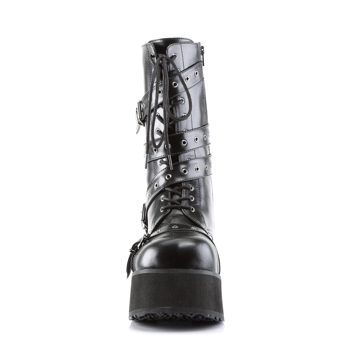 TRASHVILLE-205 3 1/4" PF Goth Punk Calf Bt W/ Wrap Around Strap