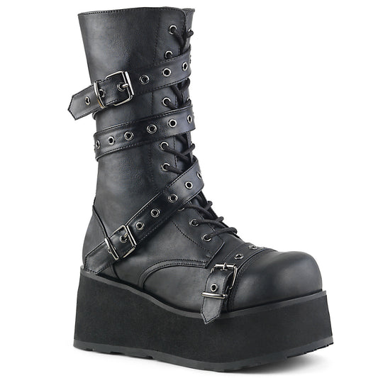 TRASHVILLE-205 3 1/4" PF Goth Punk Calf Bt W/ Wrap Around Strap
