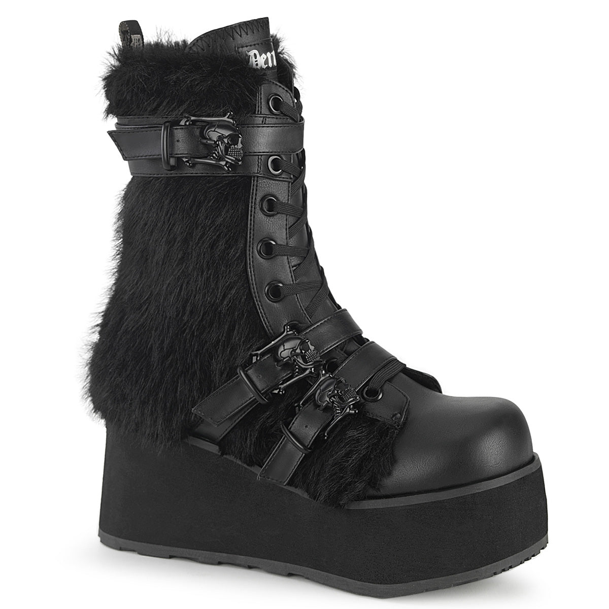 TRASHVILLE-218 *3 1/4" PF Lace-Up Mid-Calf Boot, Side Zip