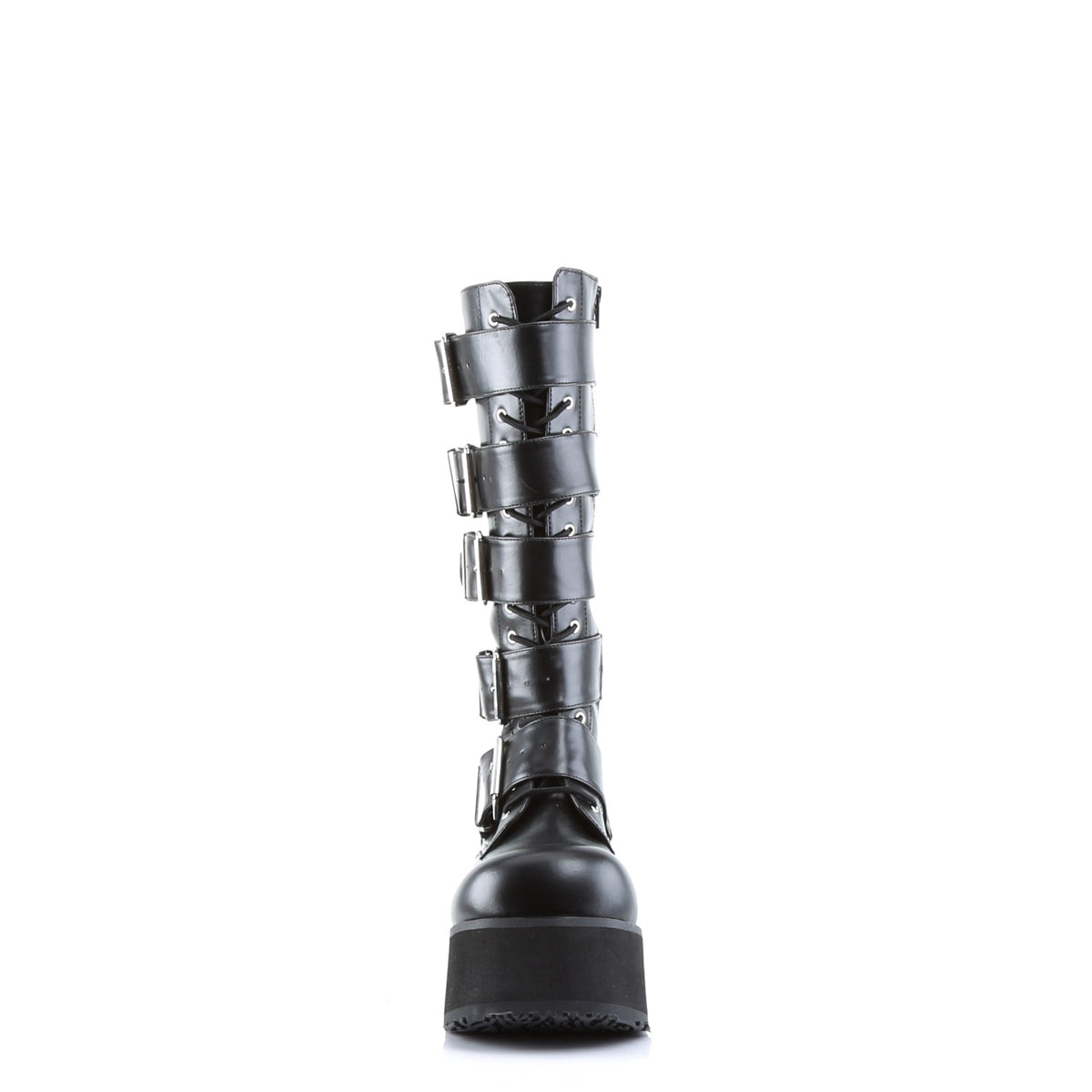 TRASHVILLE-518 3 1/4" PF Goth Punk Pat Knee BT 5 Buckled W/ Zipper