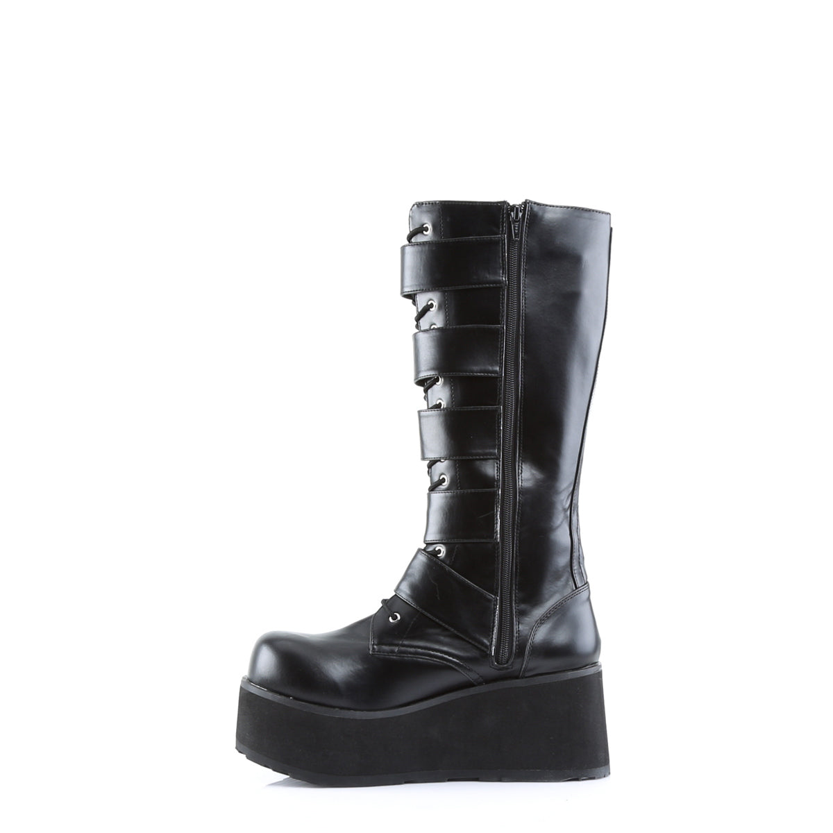 TRASHVILLE-518 3 1/4" PF Goth Punk Pat Knee BT 5 Buckled W/ Zipper
