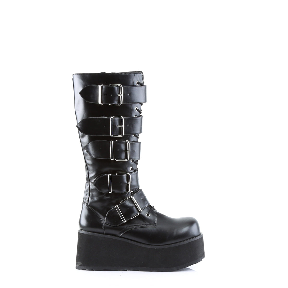 TRASHVILLE-518 3 1/4" PF Goth Punk Pat Knee BT 5 Buckled W/ Zipper