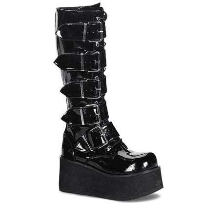 TRASHVILLE-518 3 1/4" PF Goth Punk Pat Knee BT 5 Buckled W/ Zipper