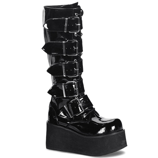 TRASHVILLE-518 3 1/4" PF Goth Punk Pat Knee BT 5 Buckled W/ Zipper