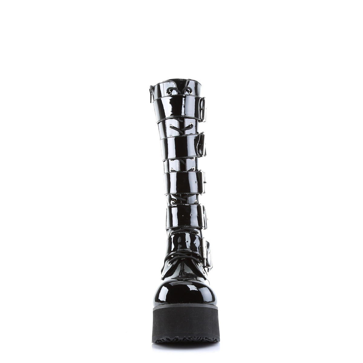 TRASHVILLE-518 3 1/4" PF Goth Punk Pat Knee BT 5 Buckled W/ Zipper