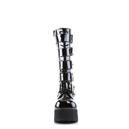 TRASHVILLE-518 3 1/4" PF Goth Punk Pat Knee BT 5 Buckled W/ Zipper