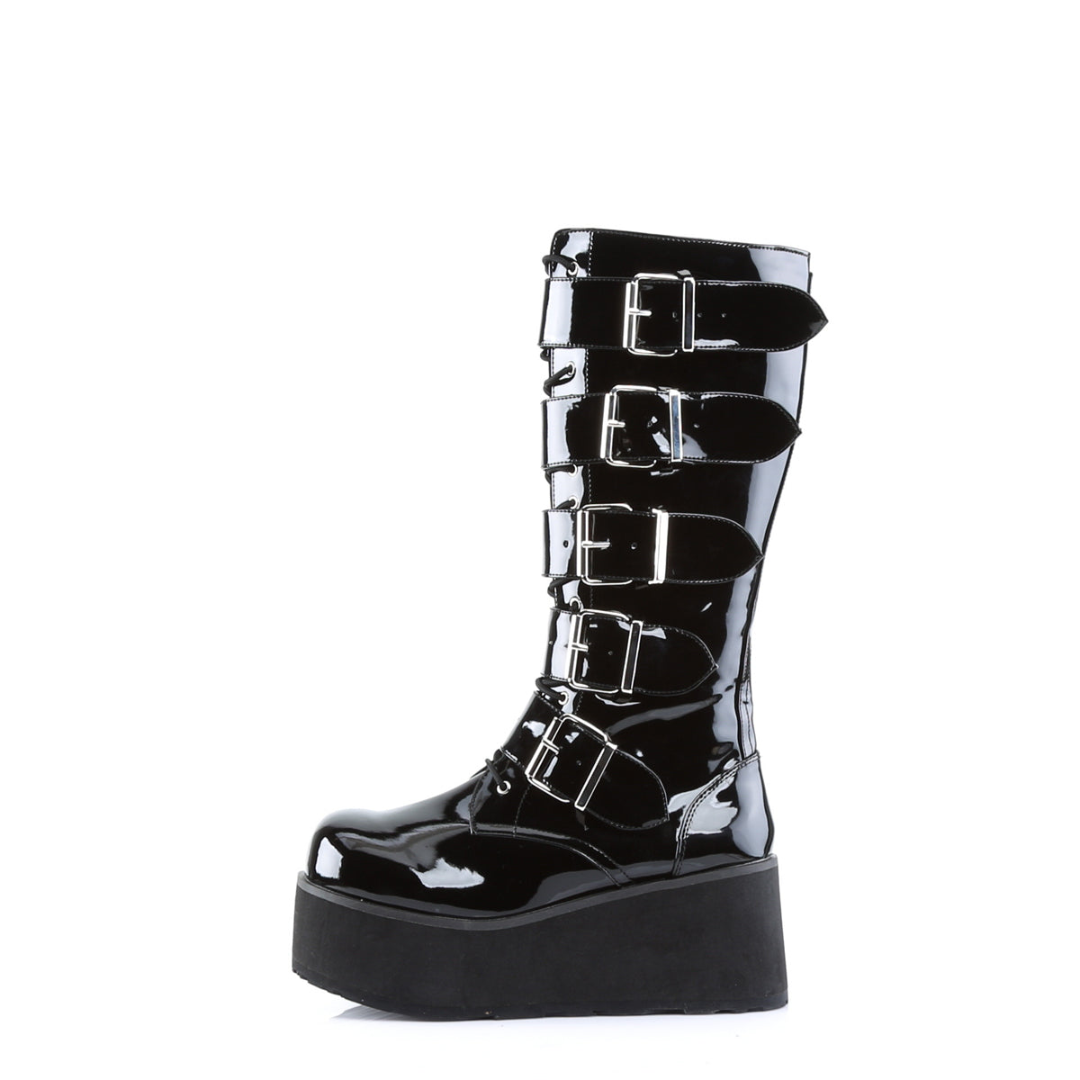 TRASHVILLE-518 3 1/4" PF Goth Punk Pat Knee BT 5 Buckled W/ Zipper
